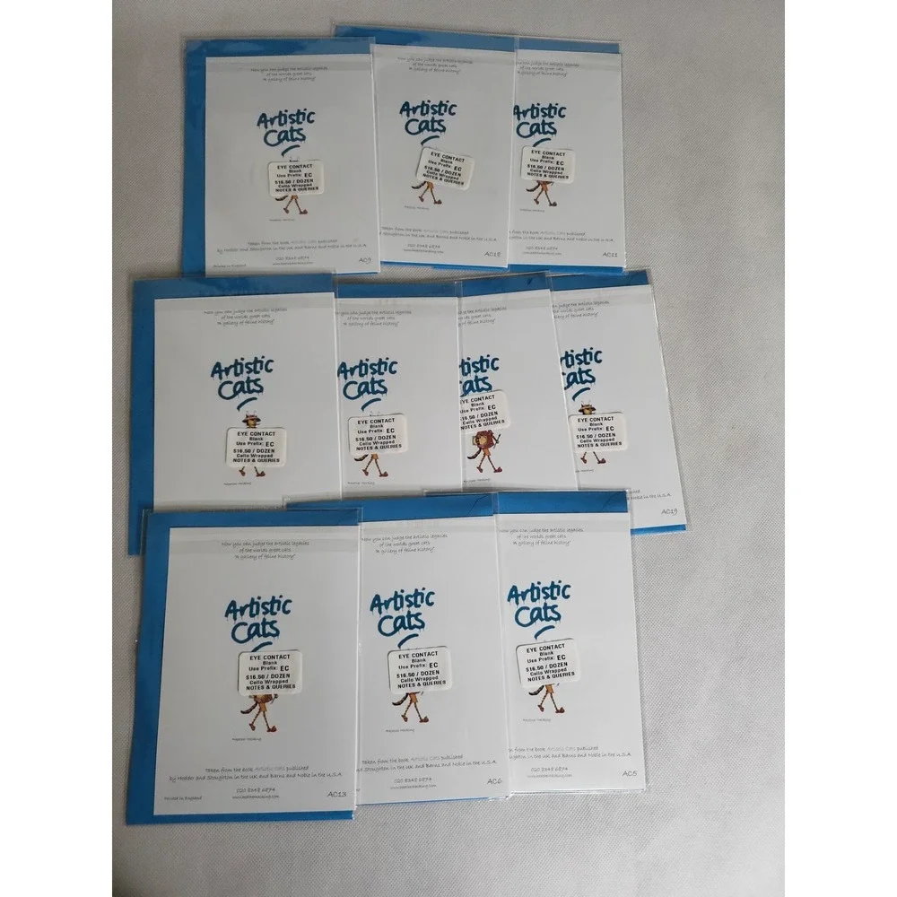 Artistic Cats Blank Note Cards Set of 10 Famous Art Parody Stationery OS